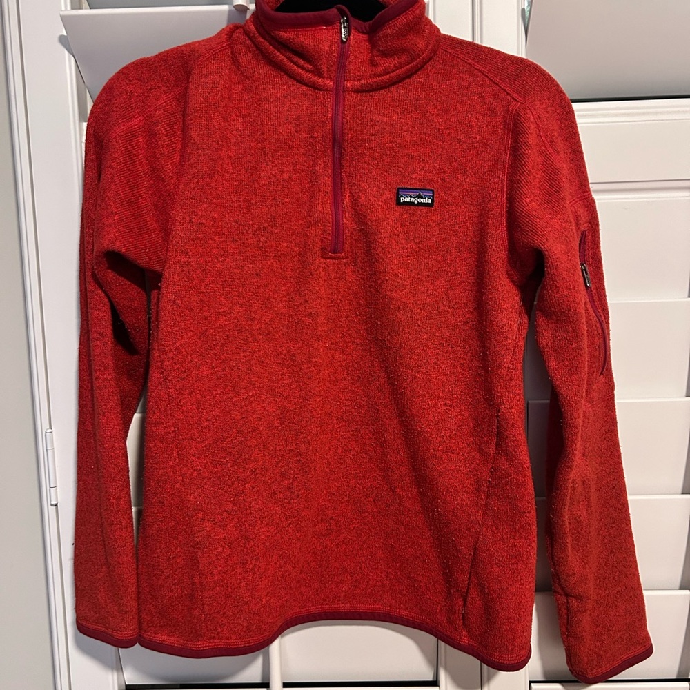 Patagonia Red Orange Fleece pullover quarter zip Jacket